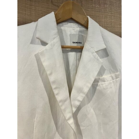 NEW Sandro Alicia WHITE LINEN Blazer SIZE 34/ XS - Picture 5 of 11